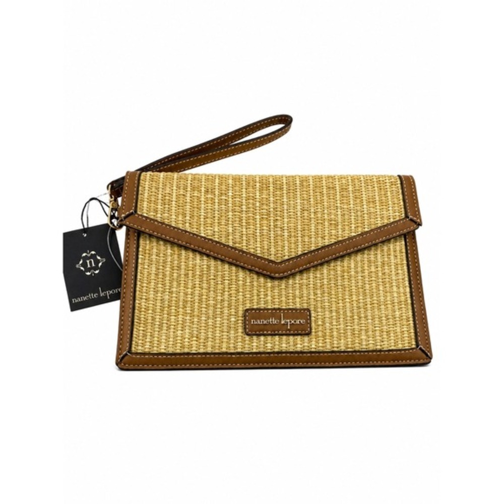 Nanette Lepore Aiza Natural Straw Raffia‎ Envelope Wristlet Clutch Tan Beach NWT